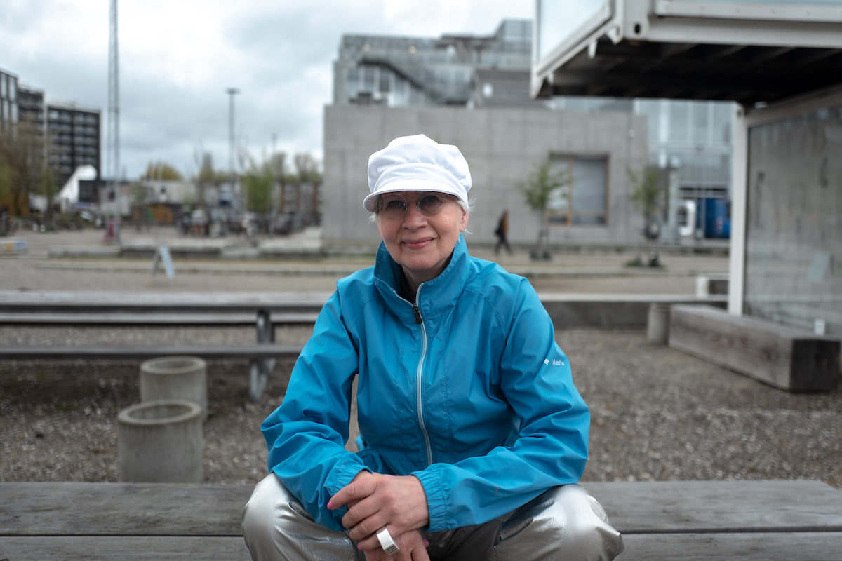 Karen Kjærgaard in front of Aarhus School of Architecture and ONSITE Gallery. She is going to receive Nykredit's Honorary Award on 8 May 2023.