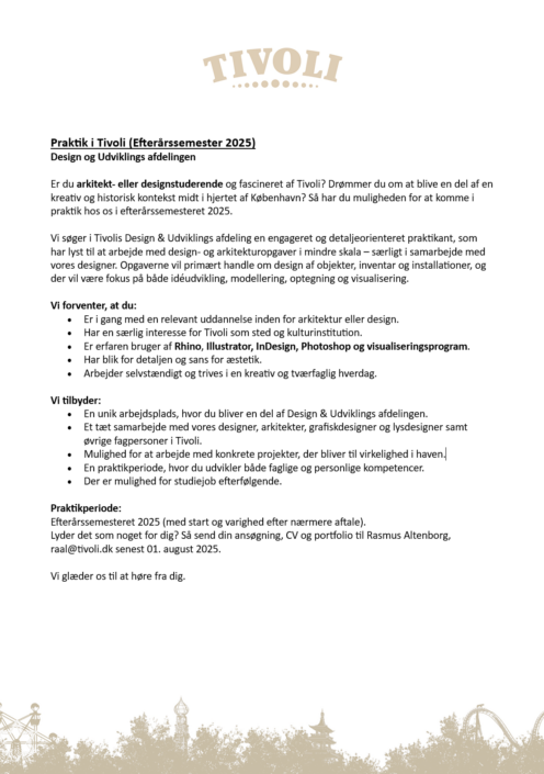 Praktik-Tivoli-E2025 Praktikopslag Tivoli