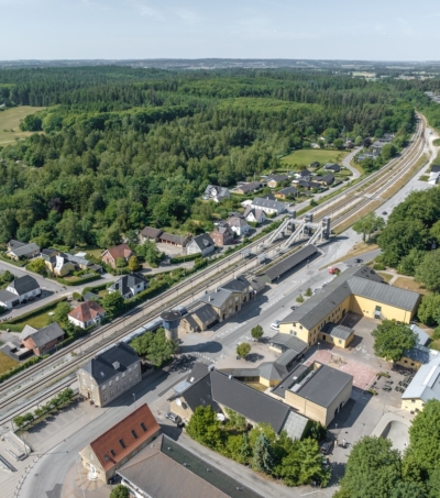 Skørping Stationsby fra luften. Foto: Rasmus Hjortshøj