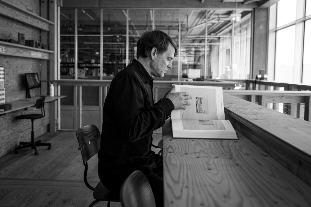 Associate Professor Jonathan Foote in the library of The Aarhus School of Architecture